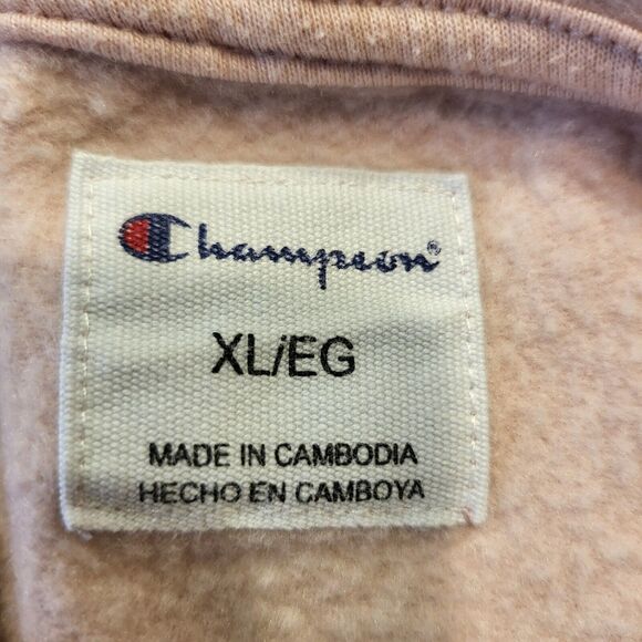 Champion Womens XL Pink Hoodie Embroidered Logo Pullover Sweatshirt - Picture 3 of 6